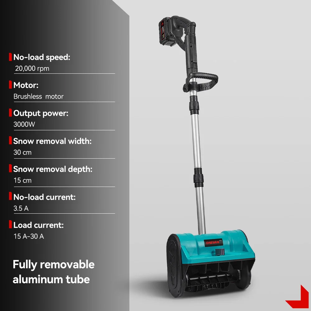 ONEVAN 3000W Bürstenloser Elektrischer Schneepflug, Kabelloser Handgehaltener Hof- und Straßenreiniger, Schneebeseitigungsgerät für Makita 18V Akku – Detail 4