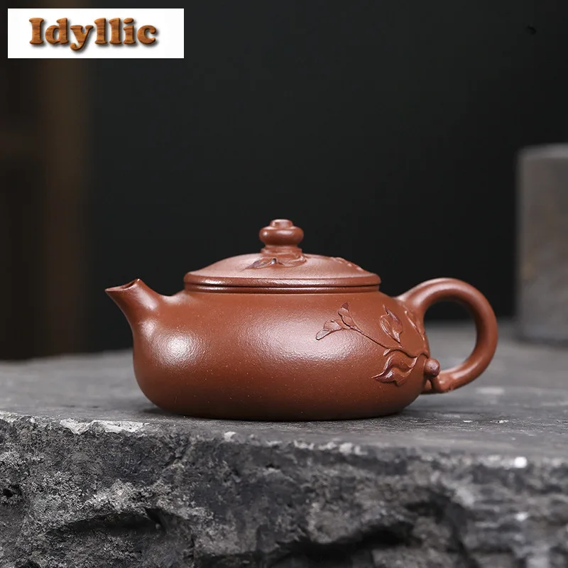 180ml Authentic Yixing Purple Clay Teapots Handmade Pot Raw Ore Zhu Mud Tea Making Kettle With Filter Zisha Tea Set Tea Items