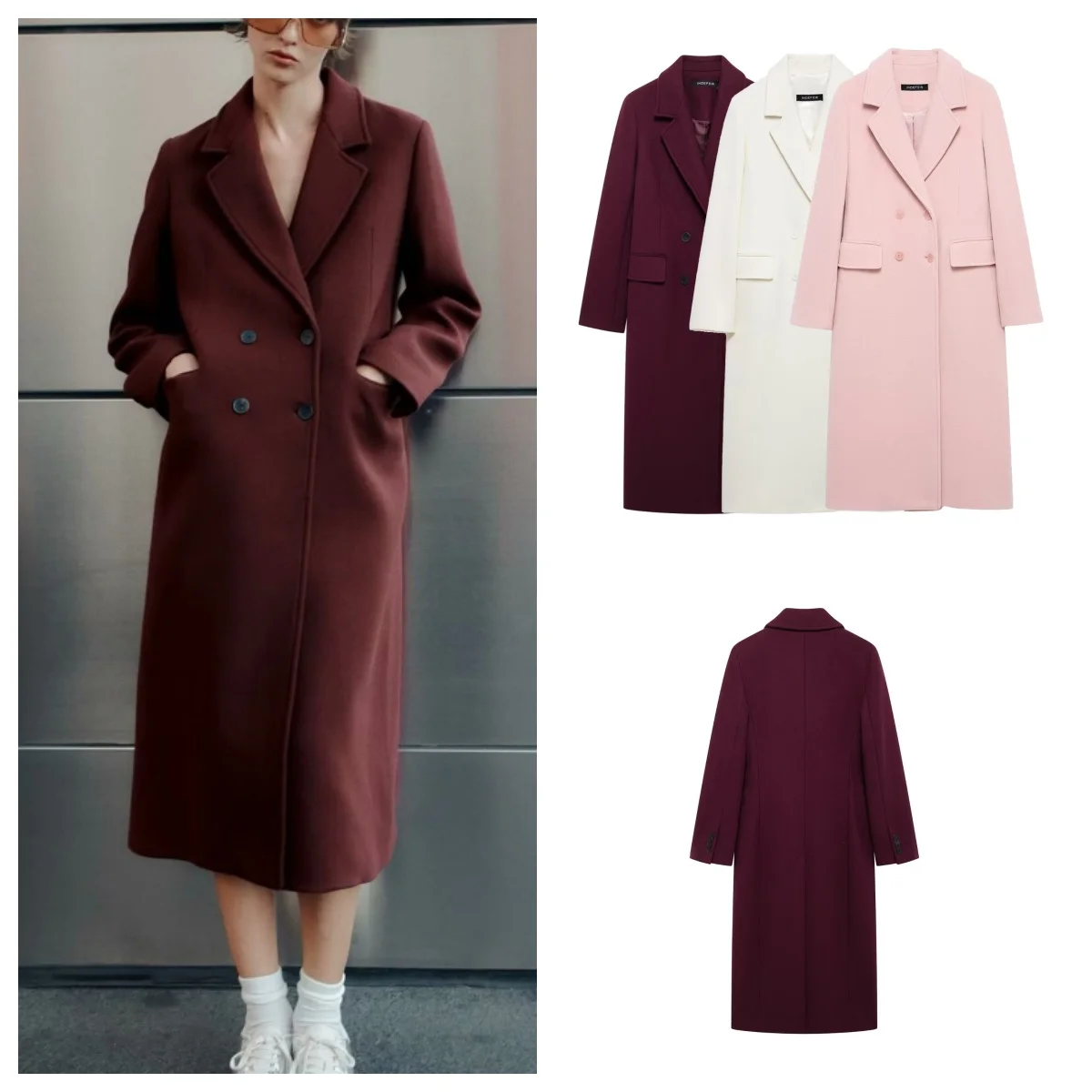 European and American style spring and autumn new style lapel double-breasted long fashion versatile coat jacket