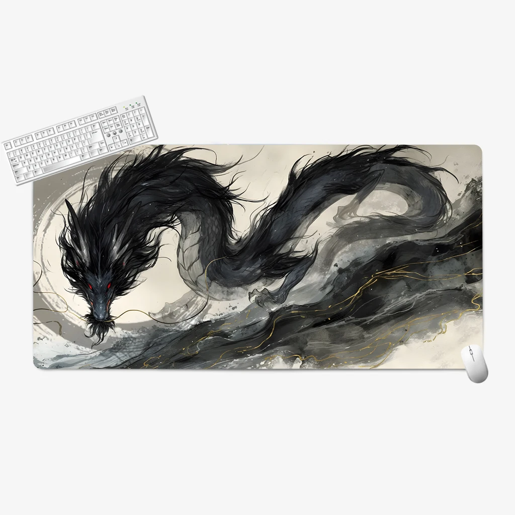

Black dragon pattern game mouse pad Laptop multi-model protective pads Extra-large rubber non-slip desk mat extended thick mats
