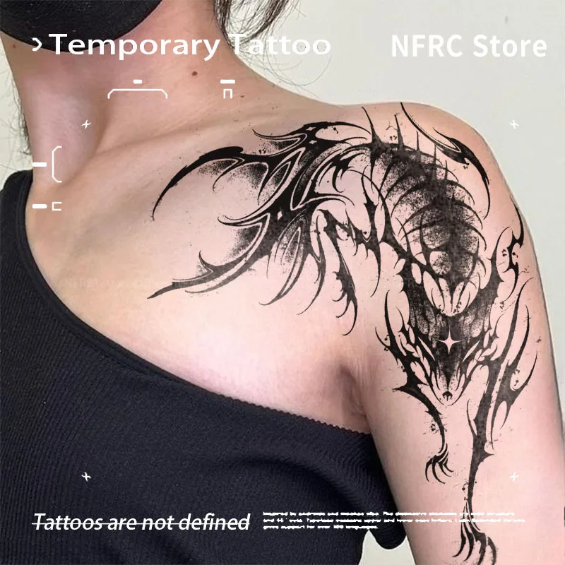 Temporary Tattoos Dark Black Dragon Herbal Juice Tattoo Sticker Fake Fancy Toys for the Best Adolescents Tatoo Stickers Tatuaje
