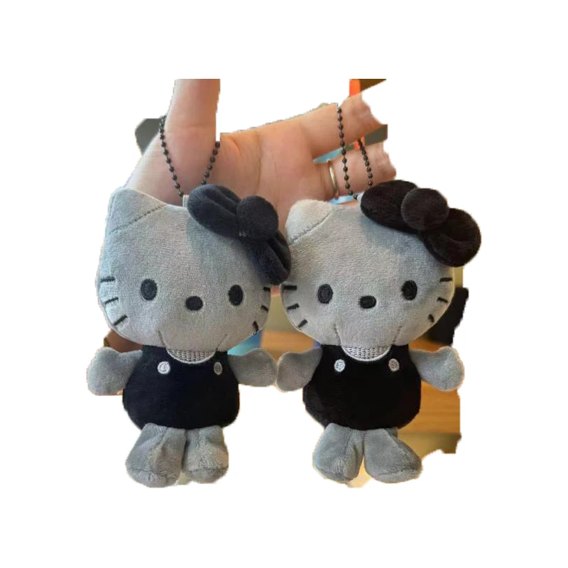 Porte-clés en peluche Sanurgente Hello Kitty, pendentif Kt gris, jouets en peluche de dessin animé, sac Kawaii, cadeaux de décoration, 50e ouvrier