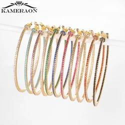Over Sized Huge Golden Zircon 20/40/65mm Hoop Earrings for Women Big Round Anti Allergy Precious Jewels Party Gifts