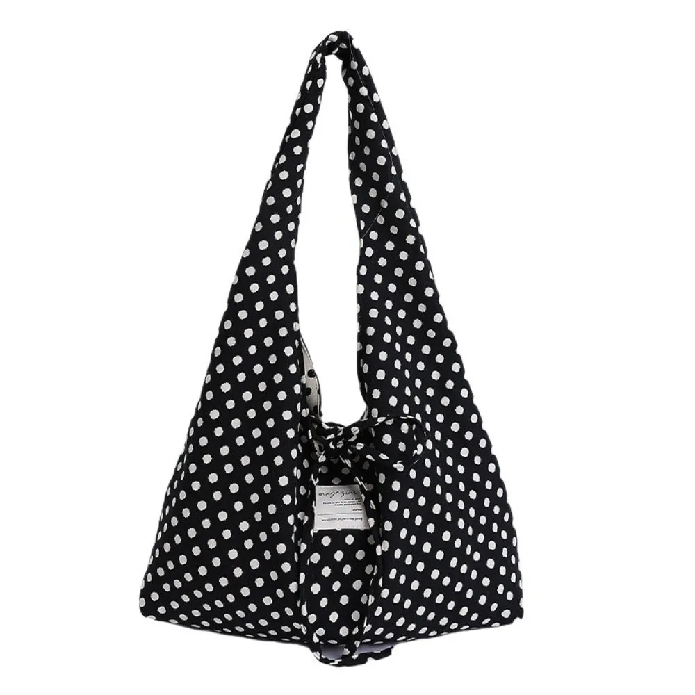 

Retro Polka Dots Shoulder Bag Leopard Printed Large Capacity Double-Sided Tote Bag Simple Design Casual Style Commuting Bag