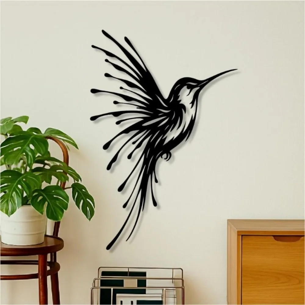 CIFBUY Metal Wall Art Hummingbird Sculpture Iron Bird Decor Indoor Outdoor Hanging Ornament