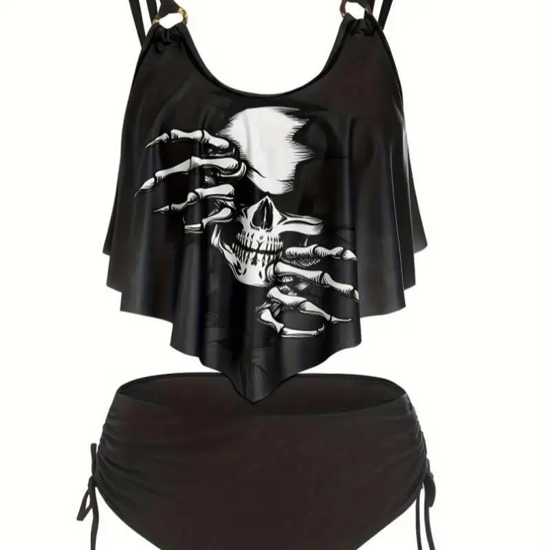 

Сексуальный женский комплект жилета со скелетом на Хэллоуин, модный трансграничный жилет трапециевидной формы с узкими бретелями, ультра-короткий жилет без подкладки