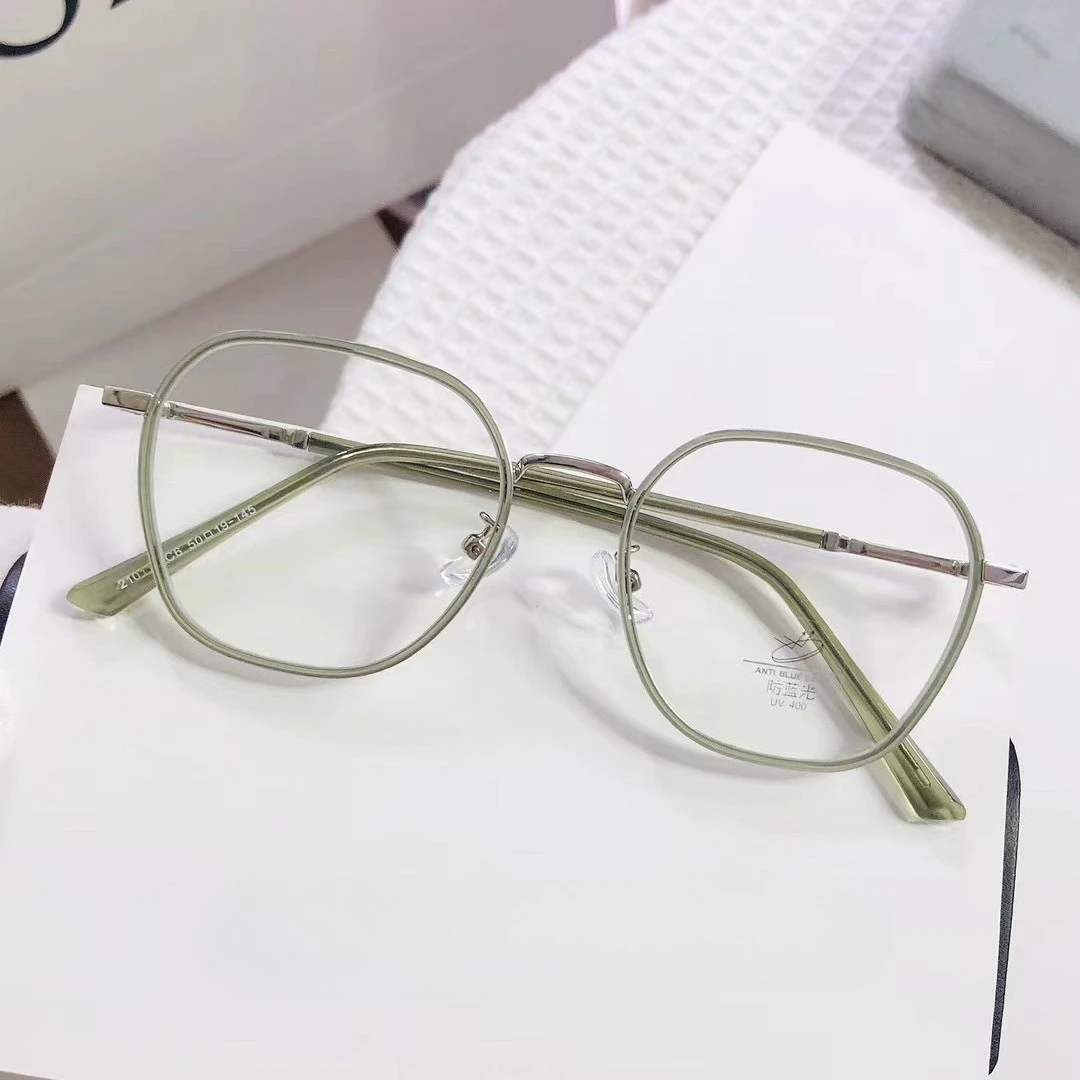 

2025 New Women's Fashion Glasses - Nylon Ring & Gold Glue Mix Design Anti-Blue Light Plain Frame Super Lightweight Eyewear
