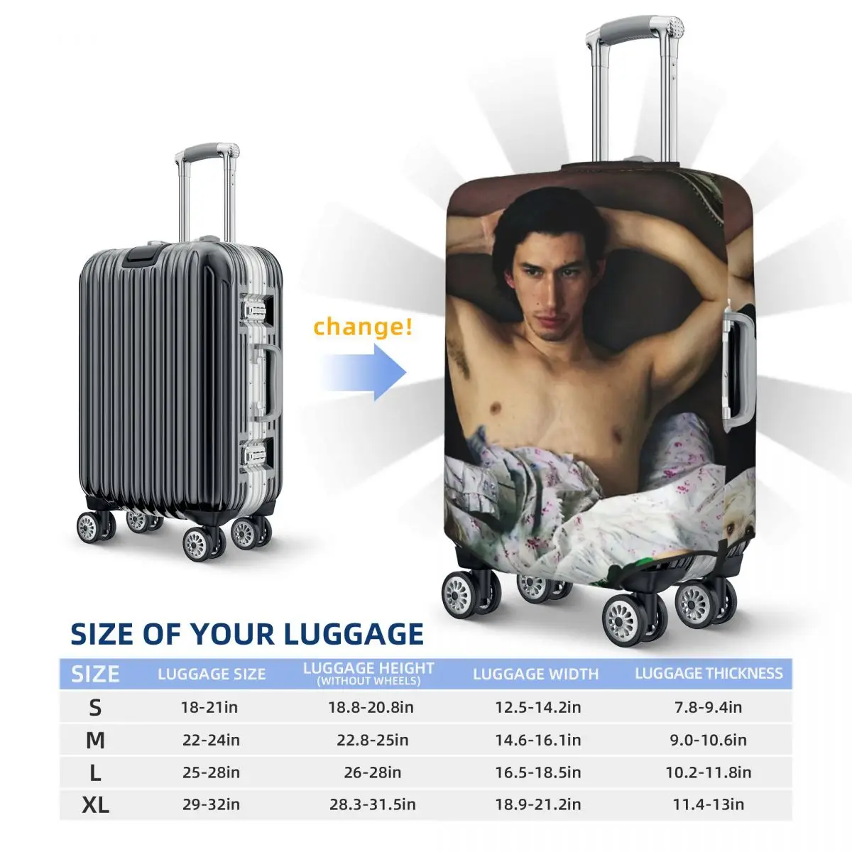 Adam Driver With Dog Photosession Luggage Protective Dust Covers Elastic Waterproof 18-32inch Suitcase Cover Travel Accessories