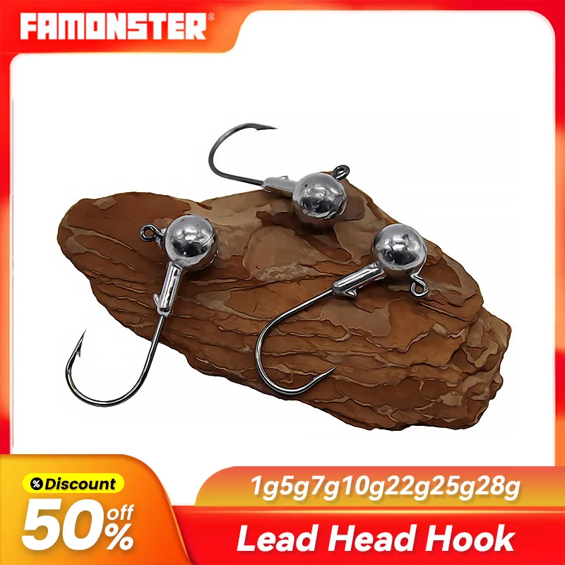 Famonster Fishing Lure Jig Lead Head Hook 1g/2g/3g/5g/7g/8g/10g/12g/14g/16g/18g/20g/22g/25g/28g Sinker Fast crank hard bait B