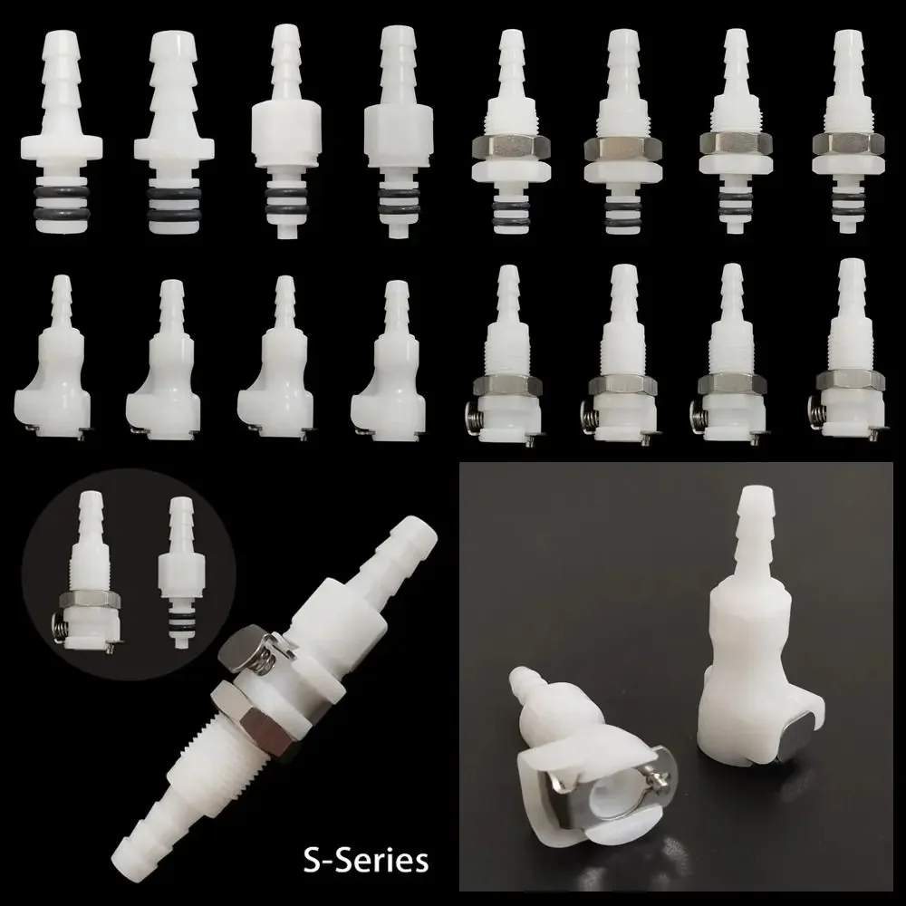 1Pcs Disconnect Fitting Coupling Hose Joint Tube Connector Quick Shut-Off Quick Coupler S-series 3/16 1/4 Hose Barb Valved