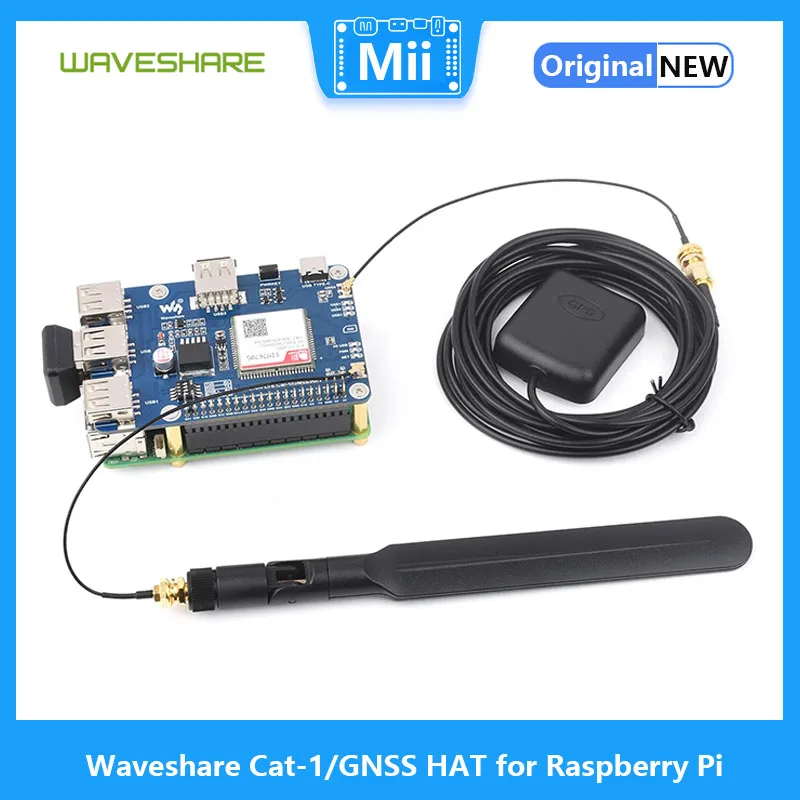 

Waveshare Cat-1/GNSS HAT for Raspberry Pi, Based On SIM7670G module, Global Multi-band LTE 4G Cat-1 support, GNSS, 3x USB 2.0