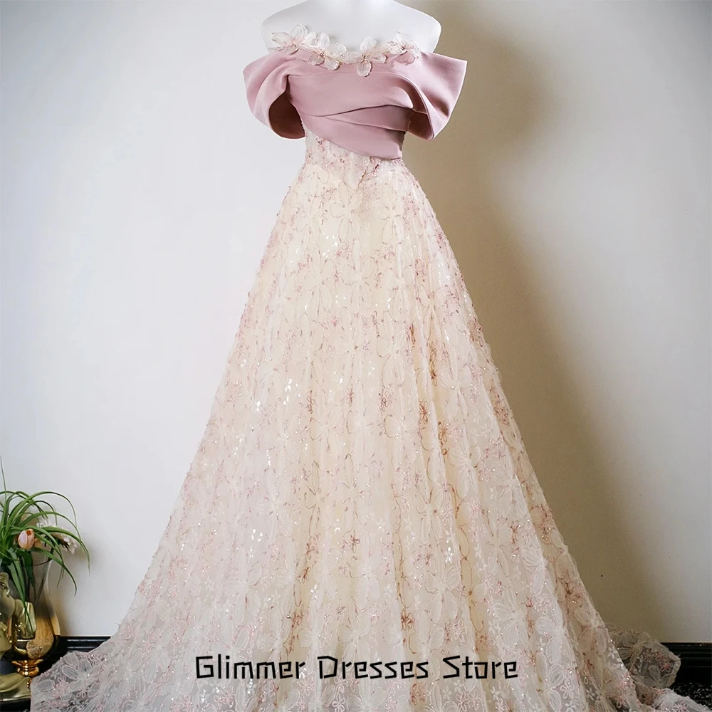 Hochwertige Promi-Kleider, klassisch, A-Linie, schulterfrei, kurze Ärmel, Abendkleid, exquisites Ballkleid, individuelle Blumen