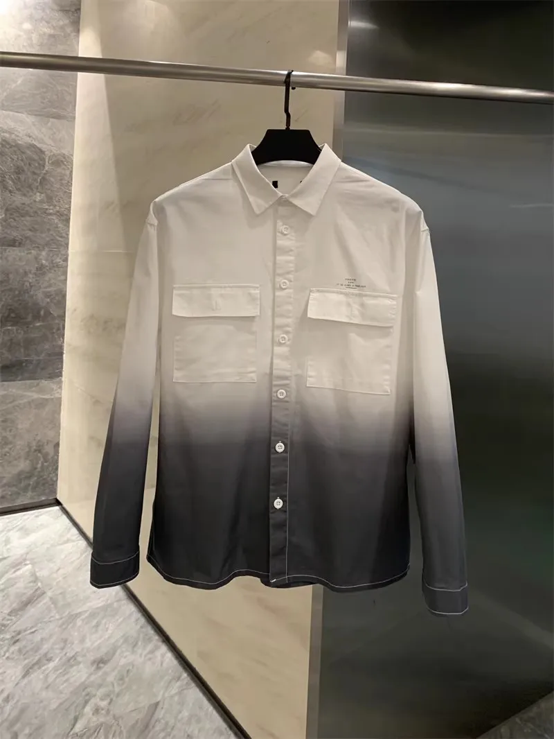 

Waed 00% Cotton Long Sve Men's Casual irt adient Color American Sle Haome Workwear Leisure irt for Spring Au...