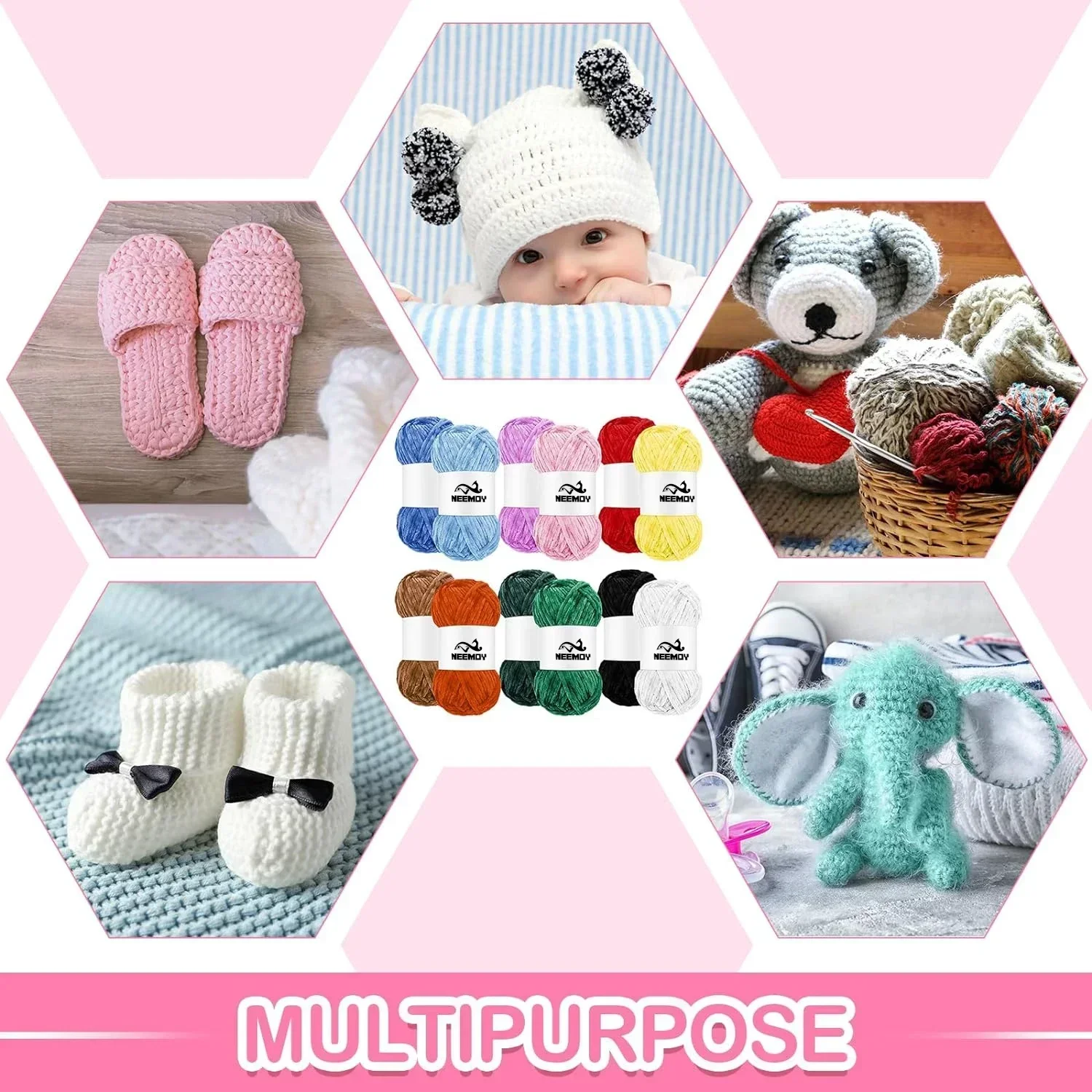 Soft Chenille Yarn 100g for Crafting Projects