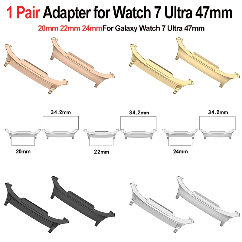 1 Pair Adapter for Samsung Galaxy Watch 7 Ultra 47mm Metal Connector for Samsung Watch 7 Ultra 20mm 22mm 24mm watch Accessories