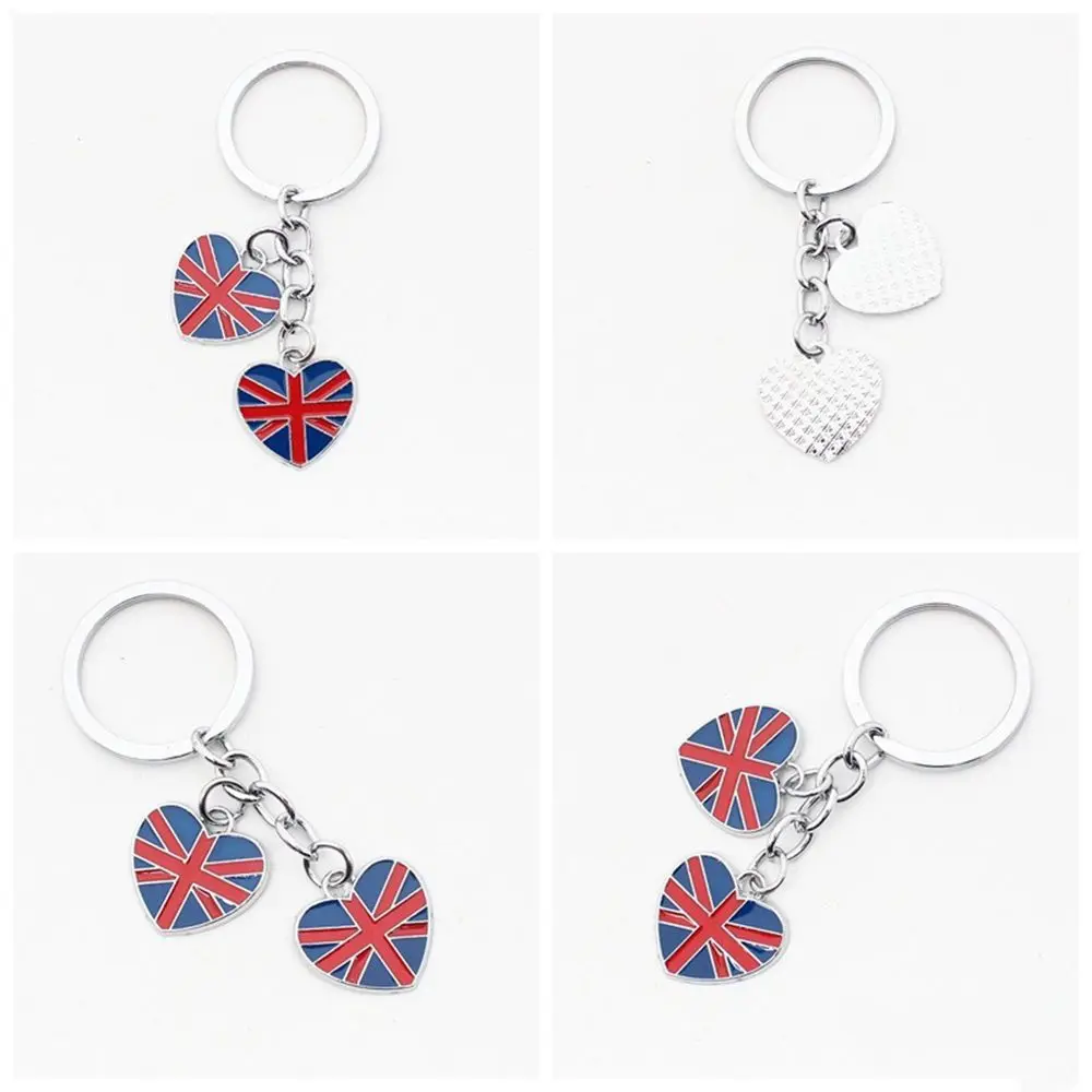 Jewelry Key Chain Metal Key Chain Souvenir Gift GB British Flag UK Flag Keychain Heart Pendant Union Jack Keyring