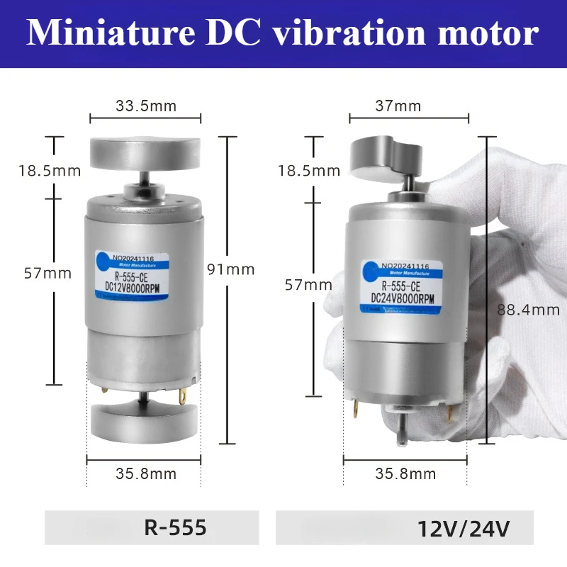 R-555 15W Micro Double Head Vibration Motor Small Vibration Motor 6V/12V/24V Adjustable Speed, Forward And Reverse Rotation