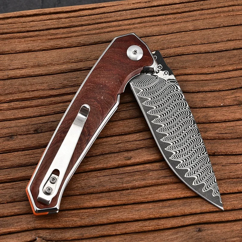 Damascus Steel Folding Knife Forged VG10 Steel Outdoor Folding Knife Camping Carry Portable Fruit Knife EDC Knife