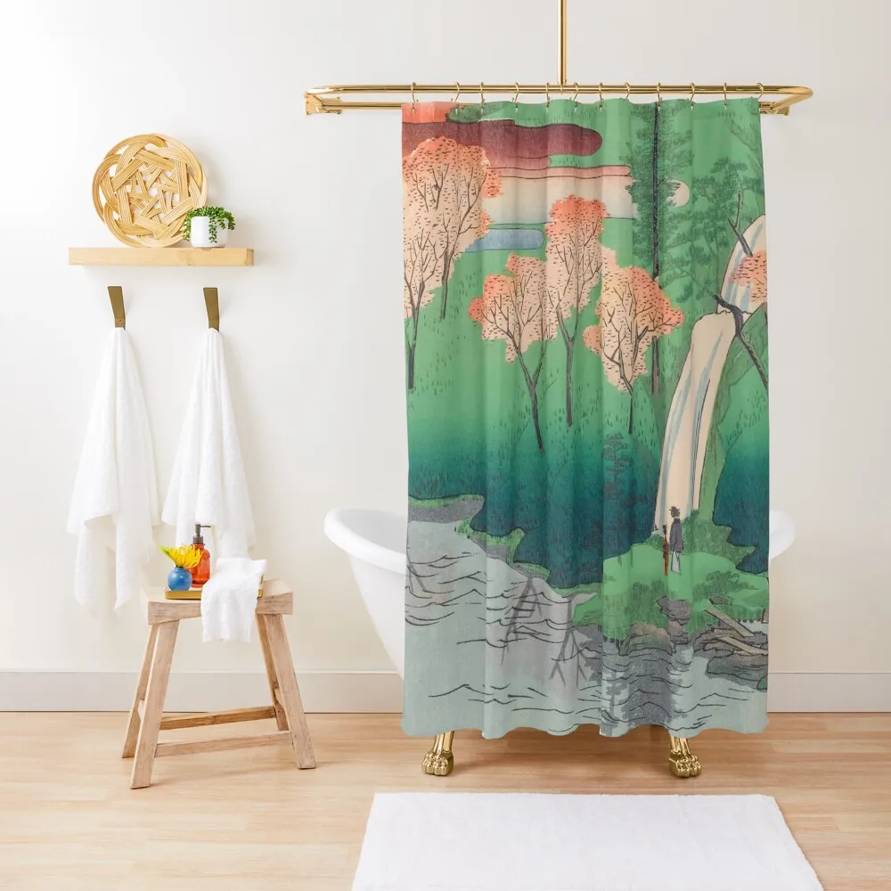 Spring Chiyogaike Pond Vintage Ukiyo-e Japanese Art Shower Curtain Cover Curtain Bath Curtain