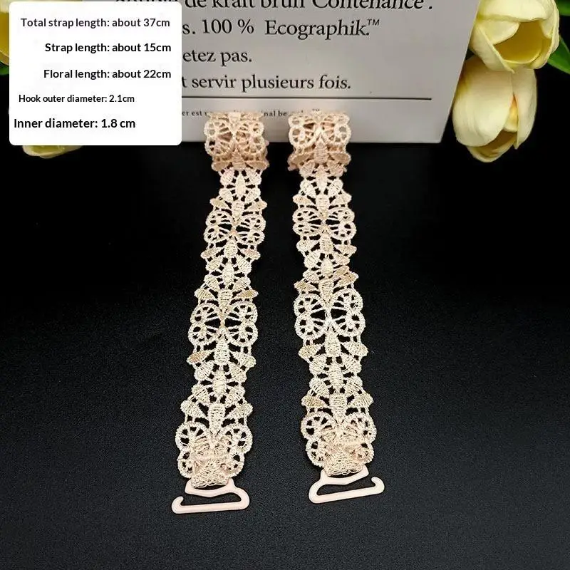 1Pair Lace Flower Decor Bra Straps, Adjustable Versatile Anti-Slip Shoulder Strap For Women's Lingerie And Bra Accessories