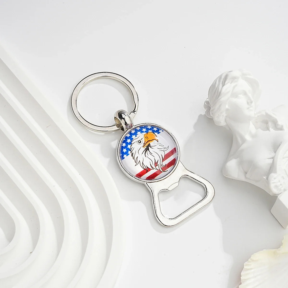 1pcs N Flag Time Gem Key Ring Pendant Father's Day Gift Opener Metal Key Ring Accessories