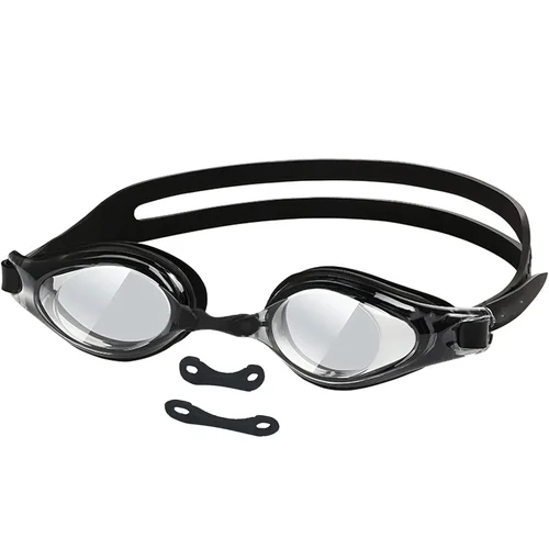 Imagen 2 del producto Gafas de natación antivaho graduadas para adultos】Gafas de miopía impermeables estilo carrera | Puentes de nariz reemplazables de 3 piezas