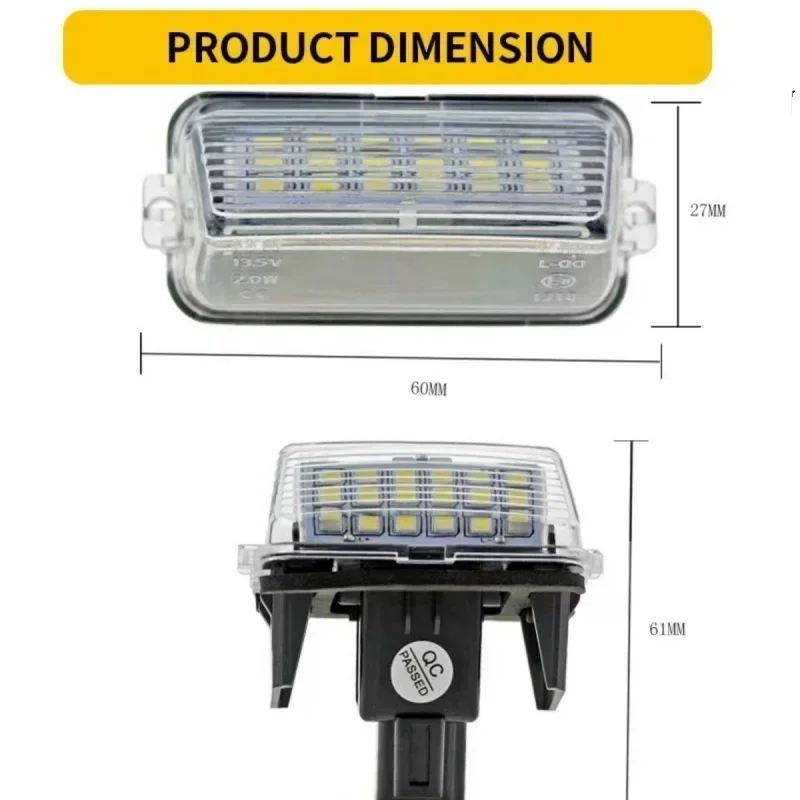 

2 PCS Car LED Number License Plate Lights White 12V For Toyota Camry XV50 Highlander XU50 Avalon XX40 Yaris XP13 Prius C