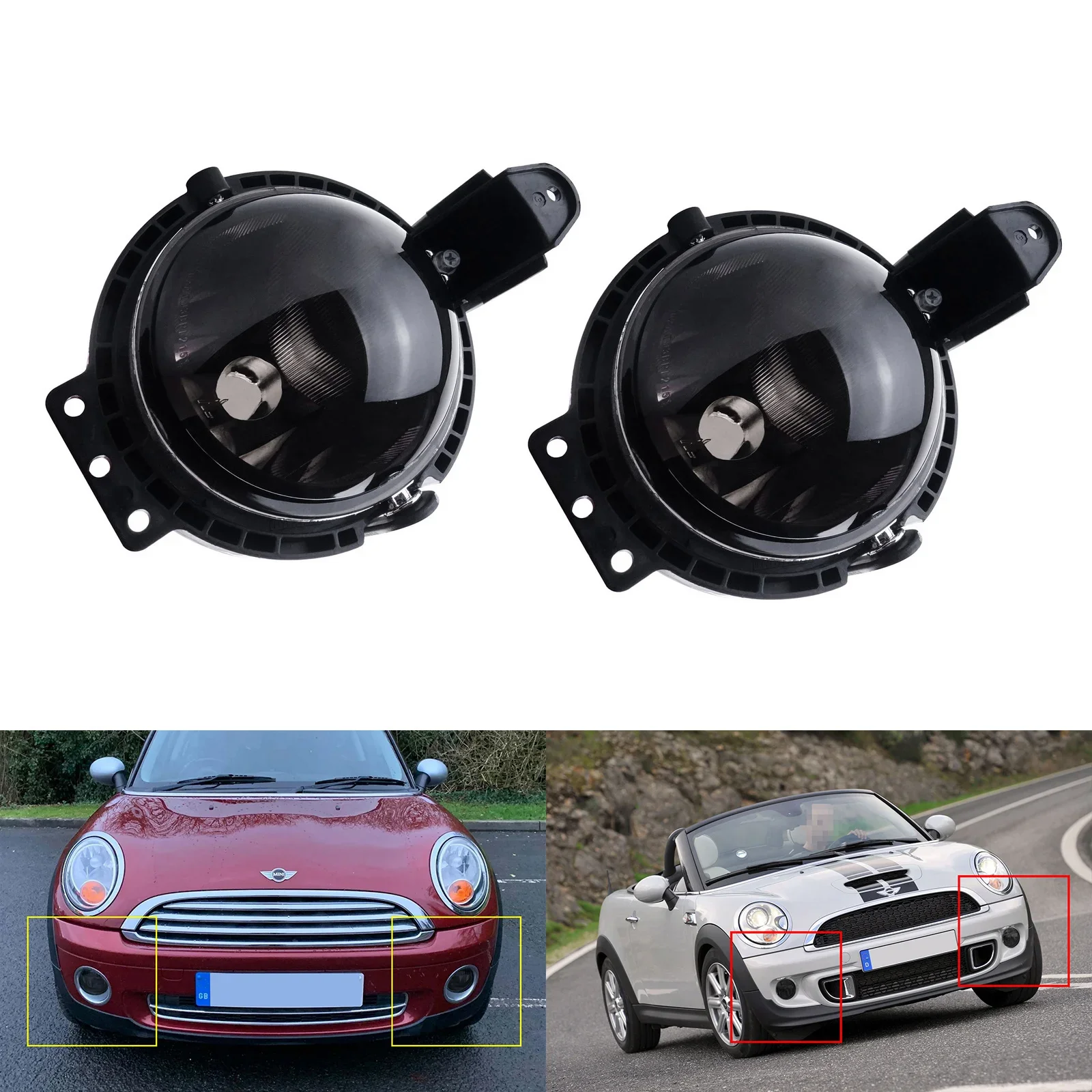 L+R Front Daytime Running Fog Light Smoke Lens For Mini Cooper R56 R57 Clubman R55 R58 R59 No Bulbs