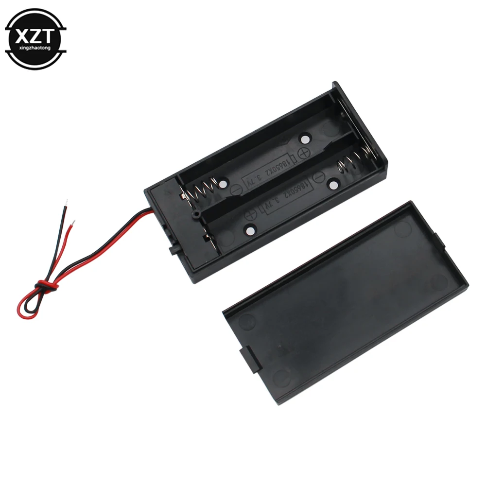 DIY ABS 7.4V Battery Box Fully Enclosed With Cover Switch 2 Sections 18650 Lithium Battery Compartment 2 Slots