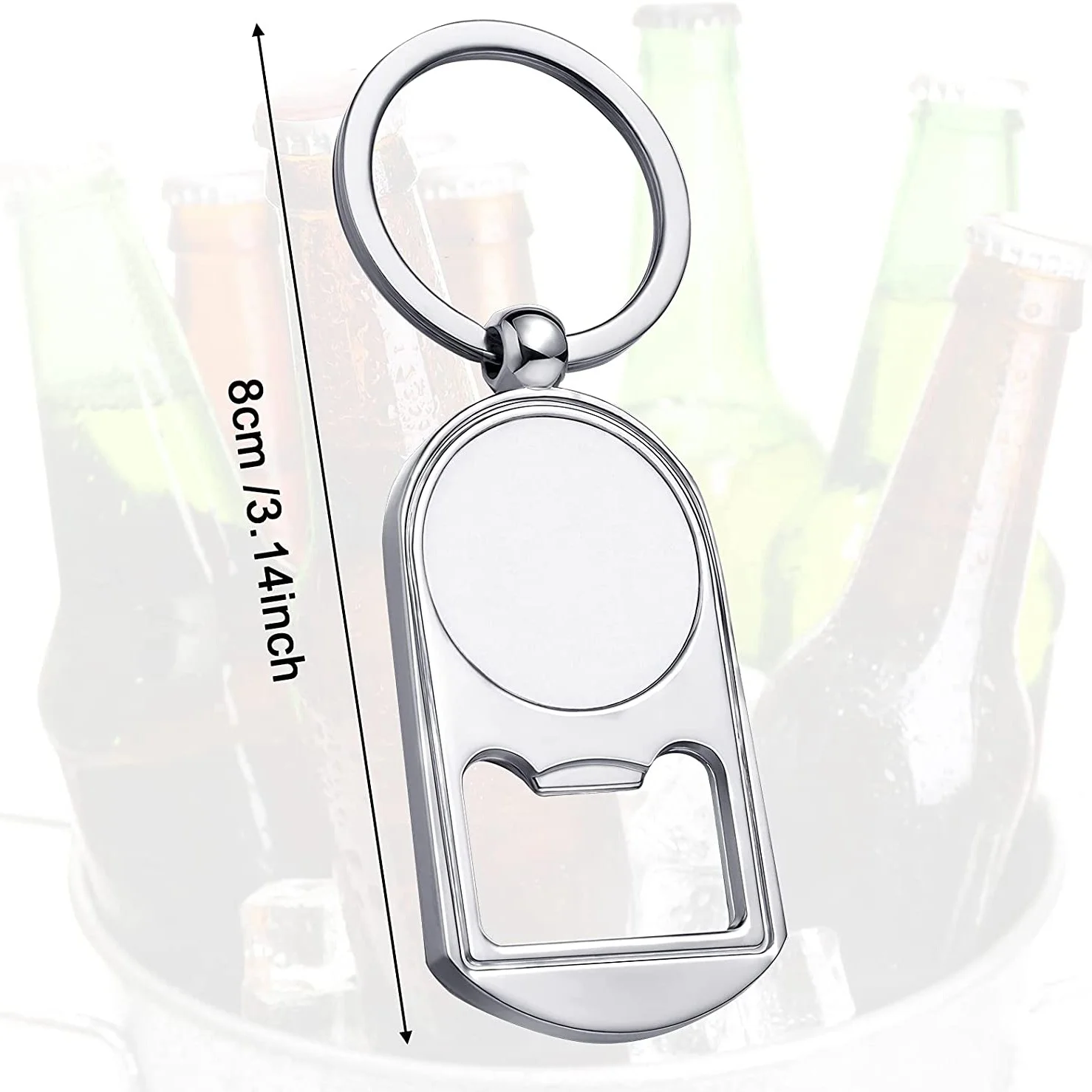 10 Pcs Sublimation Blank Keychain Metal Bottle Opener Blank Key Ring Heat Transfer Rectangular Sublimation Keychain