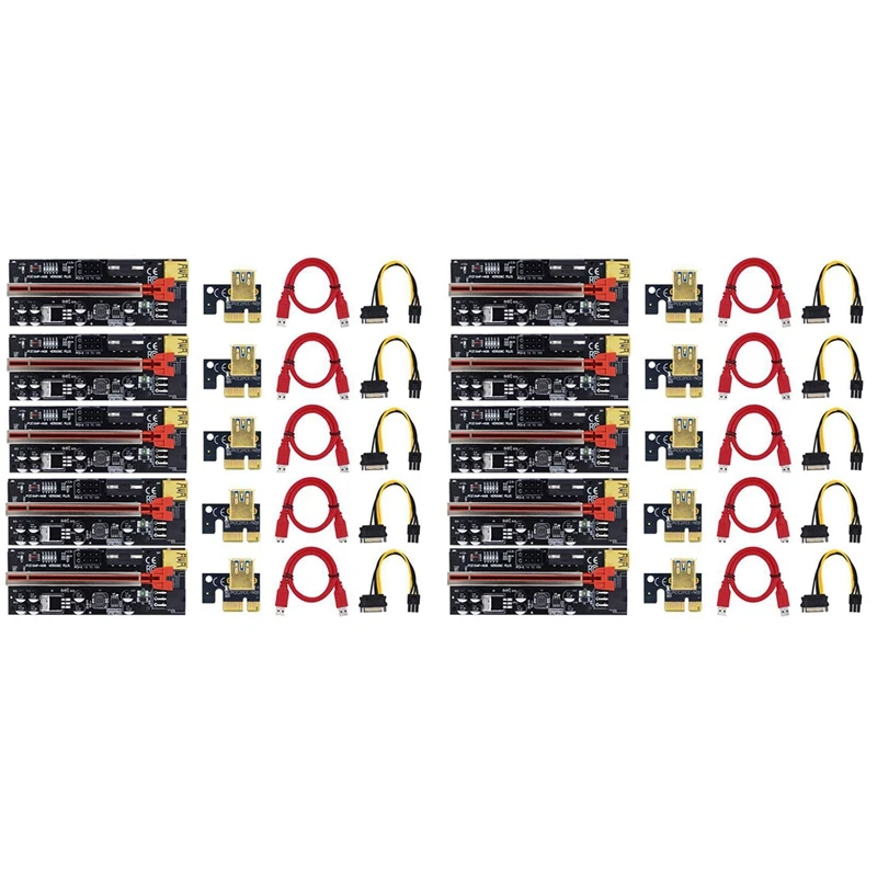 

Riser 009C Plus PCI-E PCIE Райзер для видеокарты PCI Express адаптер Molex 6Pin SATA к USB 3,0 кабель X1 X16