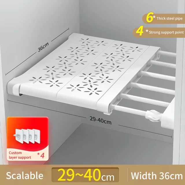 NEW Adjustable Closet Organizer Kitchen Storage Shelves Space Saving Wardrobe Wall Mounted Rack Home Appliance Cabinet Holder1pc image 3