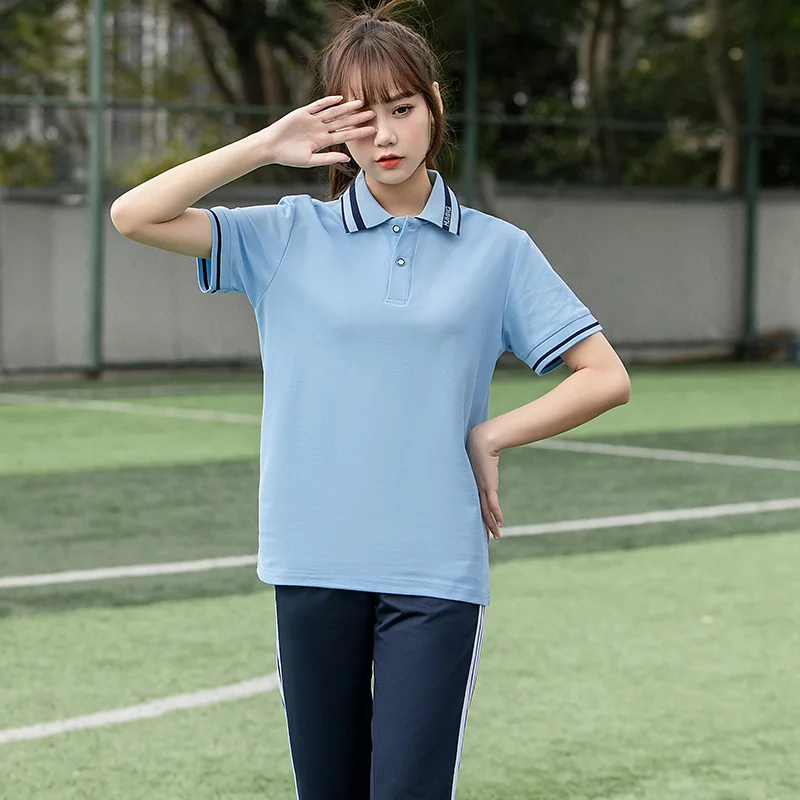 Verão Manga Curta Respirável Primária Aluno Uniforme Esporte Junior High School University Student Training Clothes Top + Calças