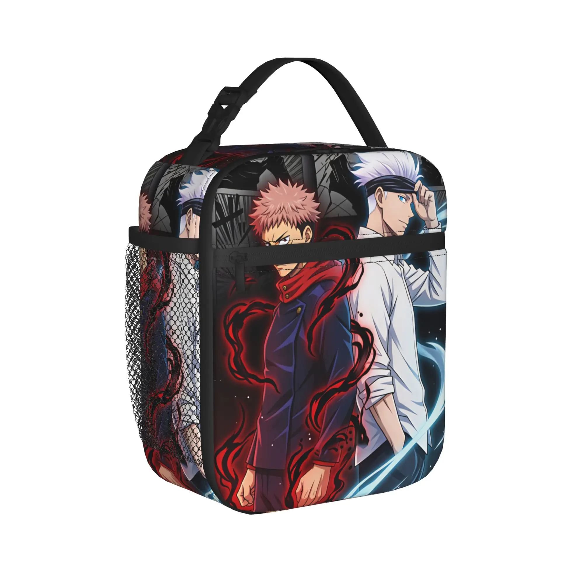 Satoru Gojo Comic Animation Lunch Bag Vintage Lunch Box School Convenient Thermal Tote Handbags For Adult Waterproof Cooler Bag