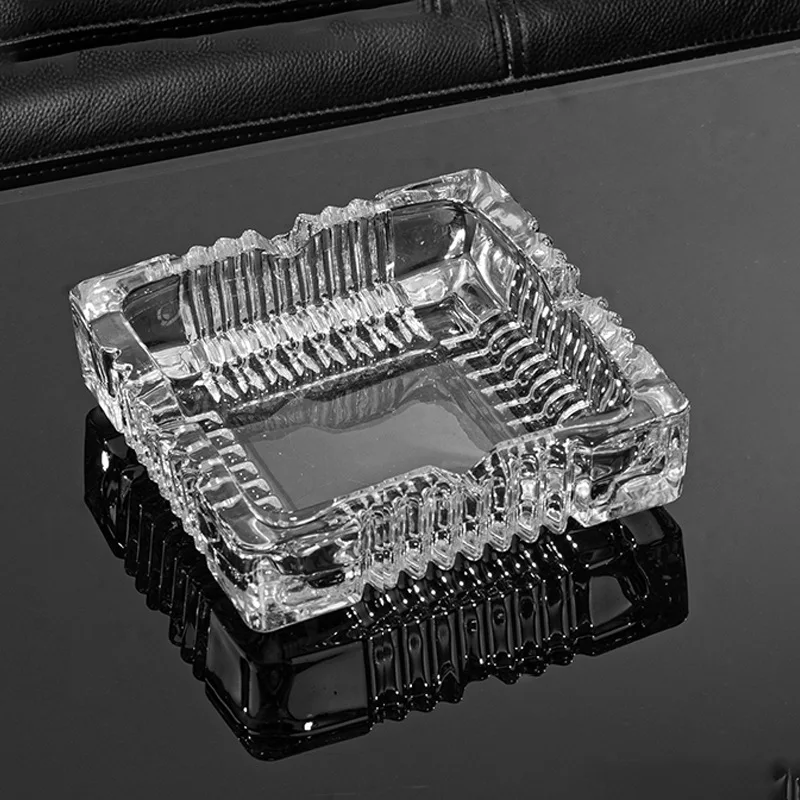 

Square Glass Ashtray Home Living Room European Style Anti Fly Ash Ashtray