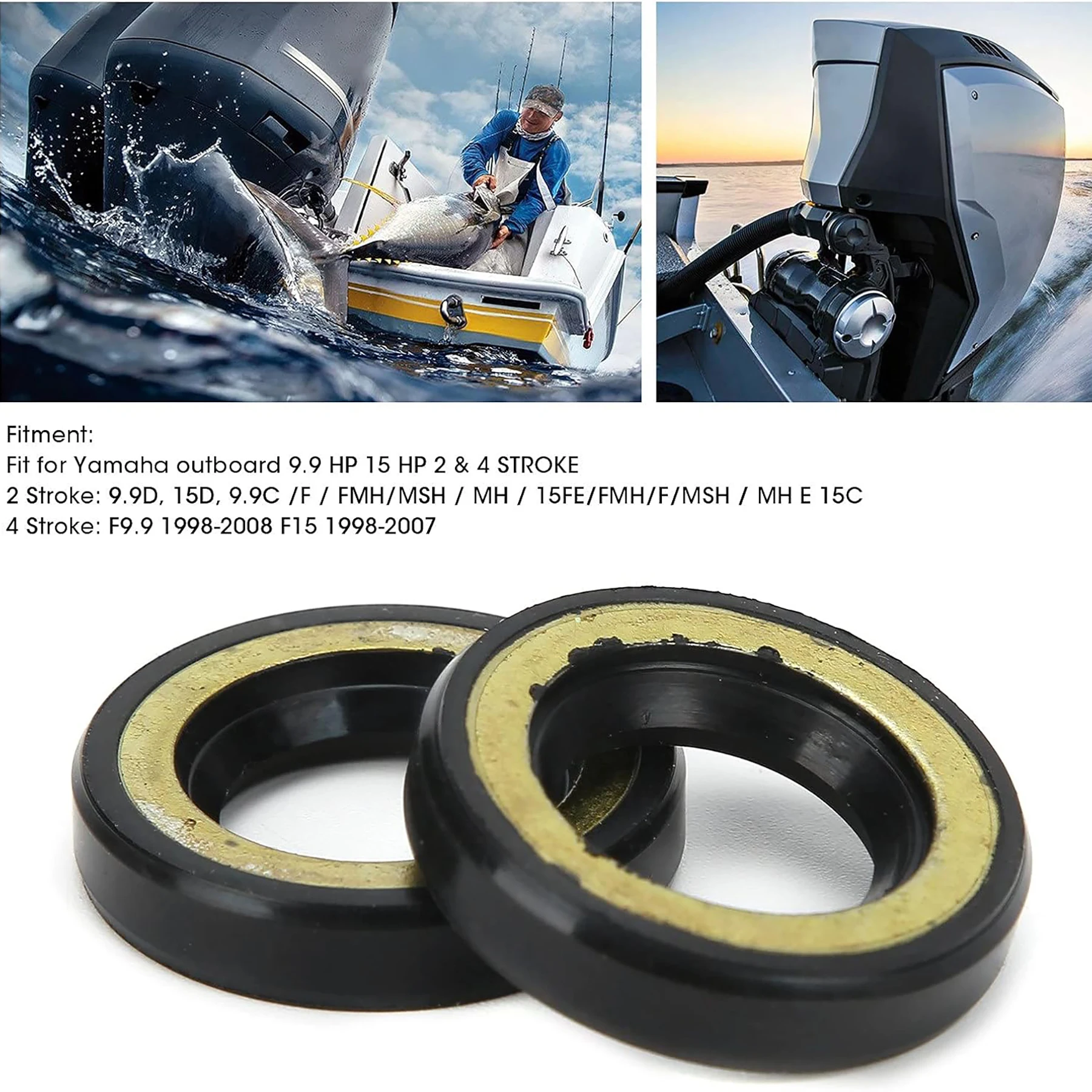 2 Sets 17*30*6 MM Marine Propeller Shaft Oil Seal 93101‑17054 Replacement for Yamaha Outboard 2 and 4 Stroke 9.9 15 HP Engines view 2