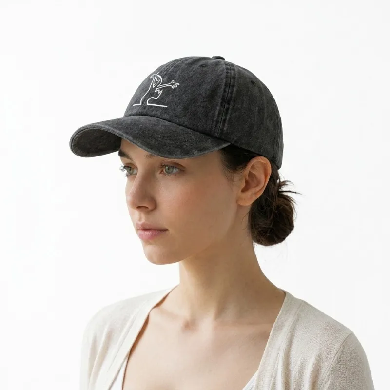1pc Vintage Washed Baseball Cap Funny Line Figure Dad Hat Adjustable Retro Curved Brim Sun Hat Outdoor Travel Casual Sports Cap