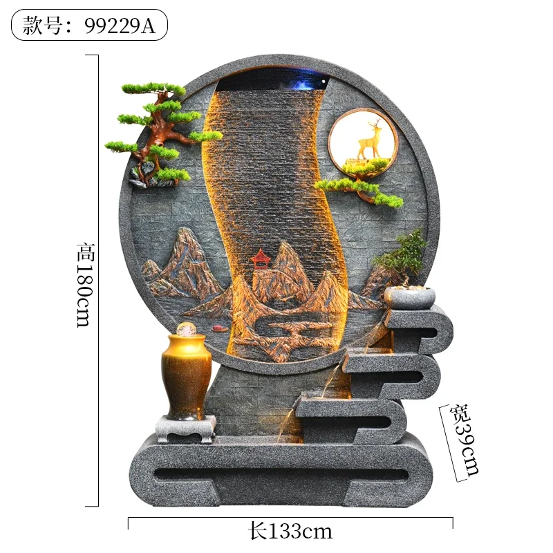 Flowing Water Ornaments Water Curtain Wall Screen Fountain Landscape Living Room Office Room Floor-Standing Decorations