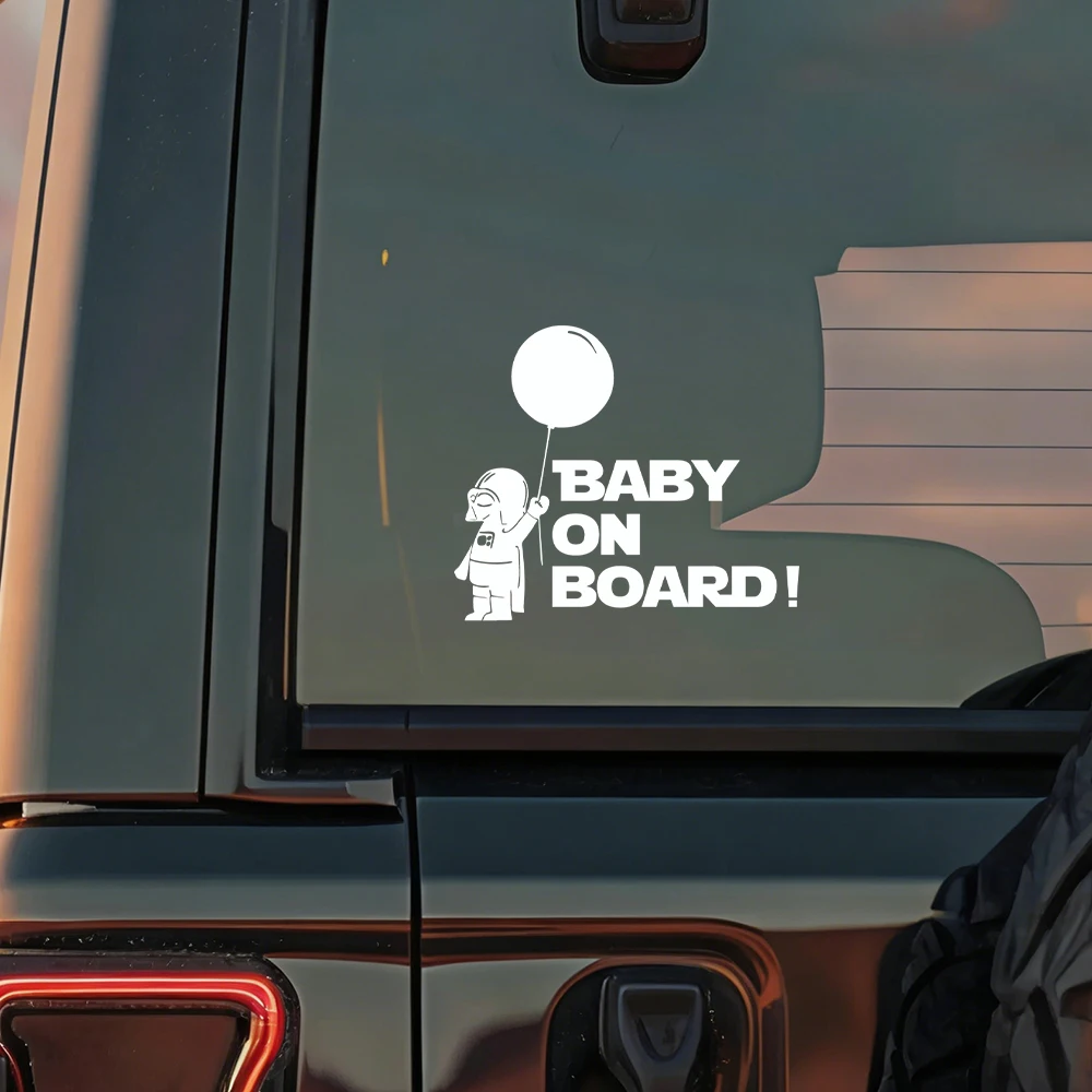 Space Wars Baby Yoda Aufkleber fürs Auto, lustiges Warnschild „Baby im Auto“, Vinyl-Aufkleber für Autofenster, Stoßstangendekoration