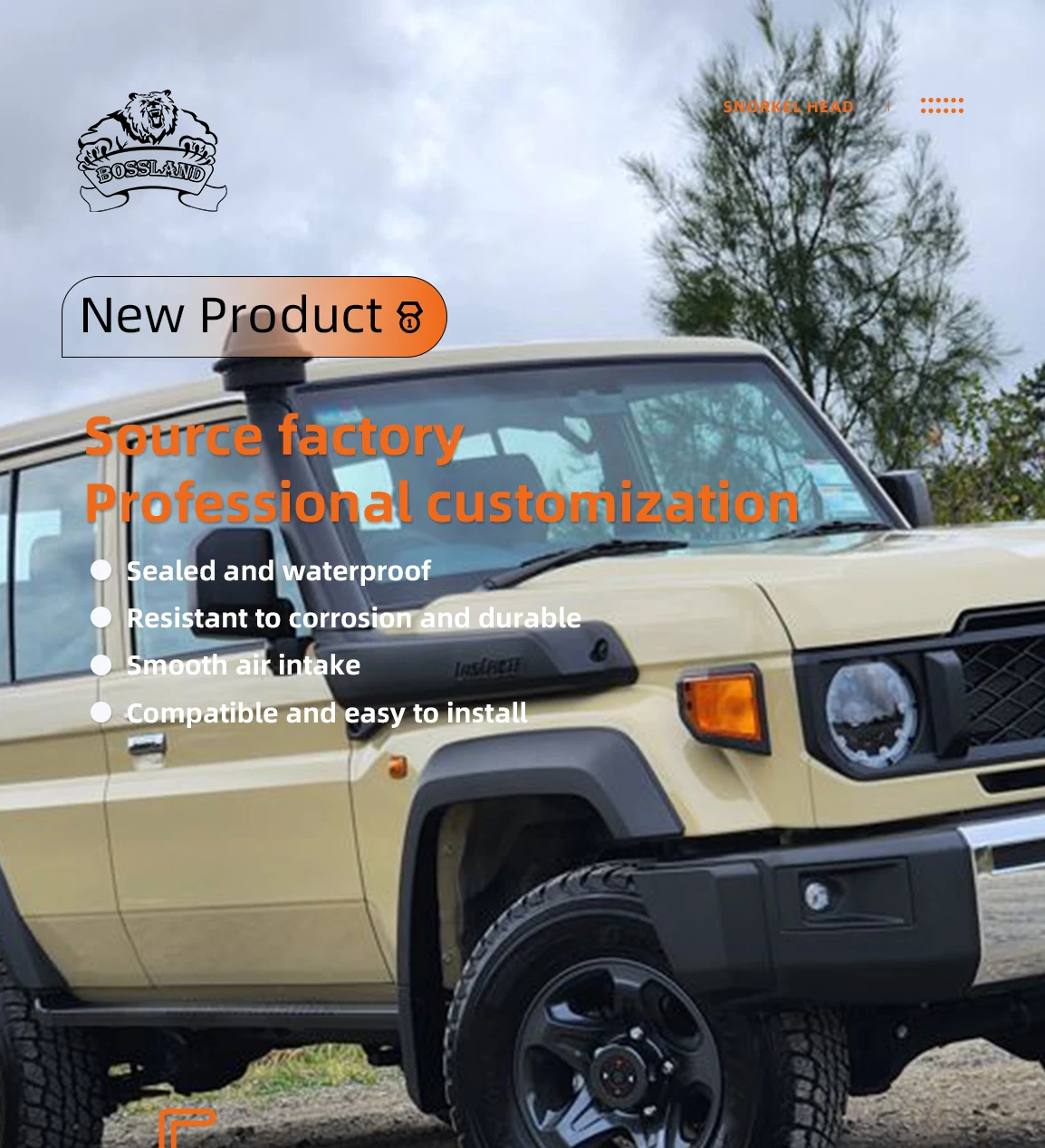 Universeller 3,0"/3,5" Schnorchelkopf Lufteinlass-Pilzkopf Sandkappen-Lufteinlass-Ellbogen Ersatz für 4x4 Offroad-SUV-Fahrzeuge – Detail 1