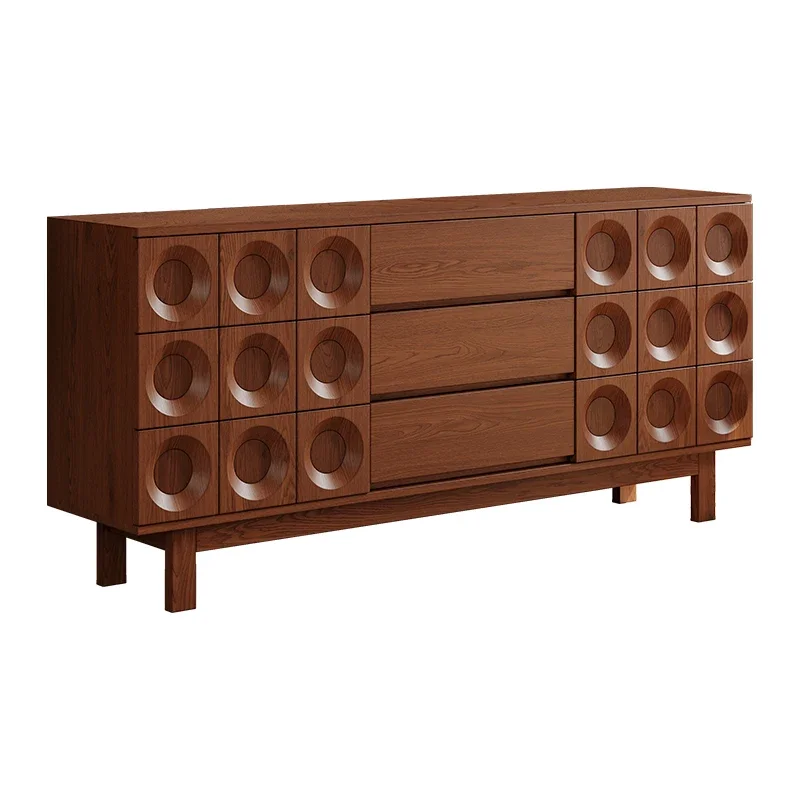 

French simple solid wood dining side living room storage cabinet against the wall storage cabinet retro medieval side