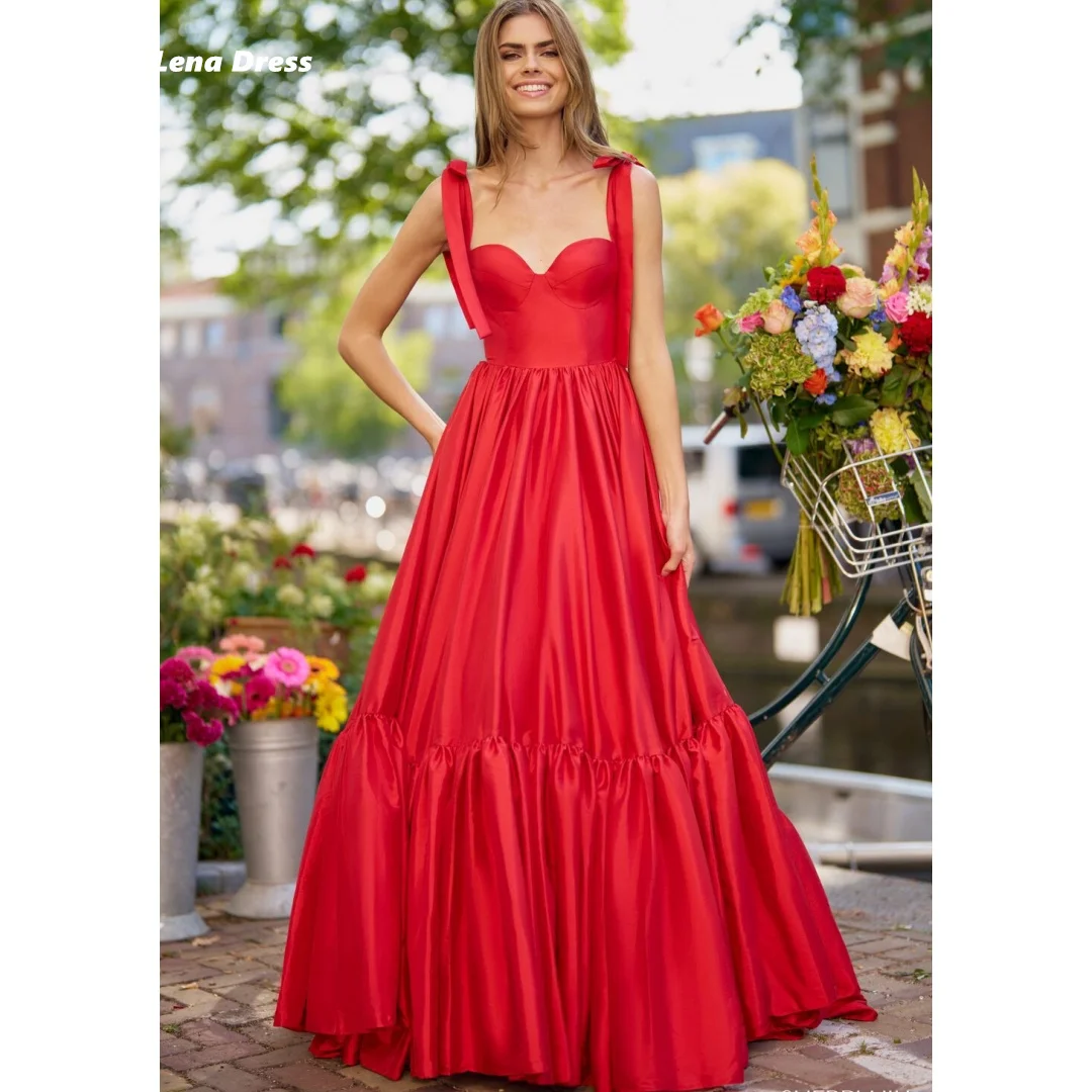 

Lena Line A Luxurious Women's Evening Dresses Woman Elegant Party Dresses 2024 for Wedding Red Spaghetti Straps Satin Dress Gala