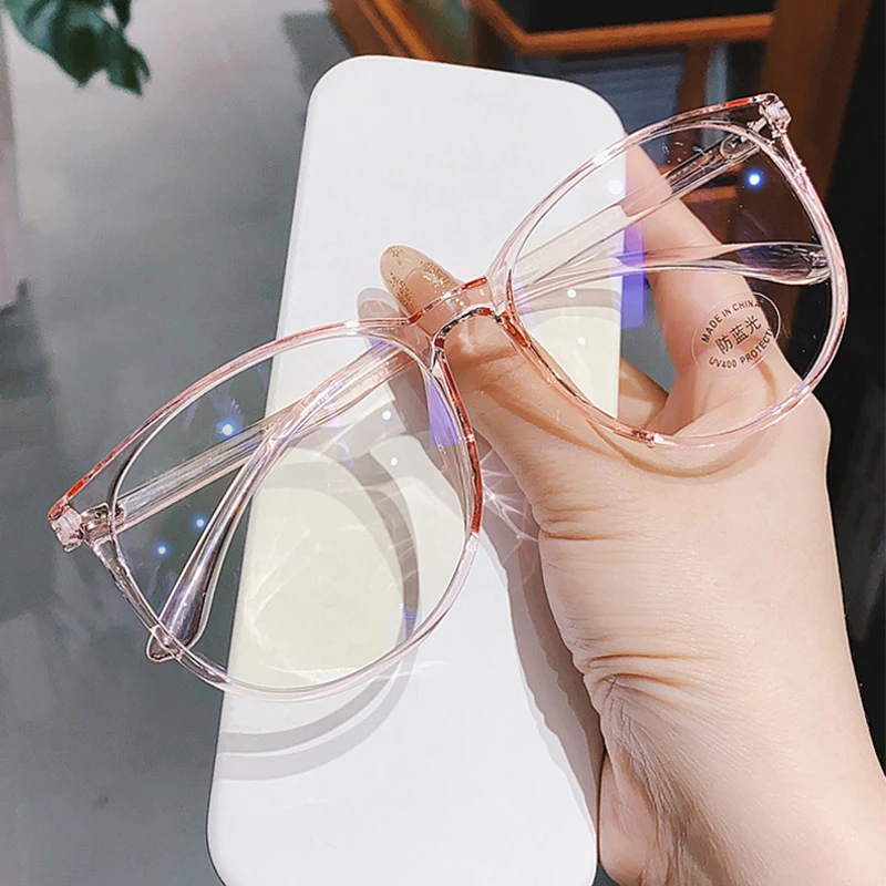 Anti-blue light Myopia Glasses Women Men Computer Eyglasses Oversized Optical Spectacles Transparent Glasses Diopter