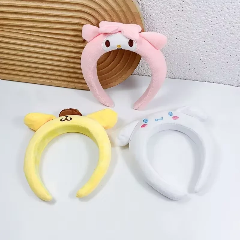 Sanrio Wash Face Hair Band Kuromimelody Cartoon Plush Cute Non Slip Elastic Girl Hair Accessories Plush Headband Girls Gift