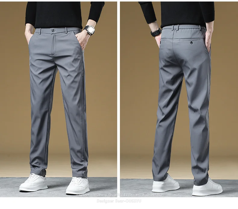 Winter Warme Leichte Fleece-Freizeithose für Herren, Slim Fit, Grau, Schwarz, Koreanischer Stil, Arbeitshose mit Elastischem Bund, Klassische Outdoor-Hose für Männer – Detail 8