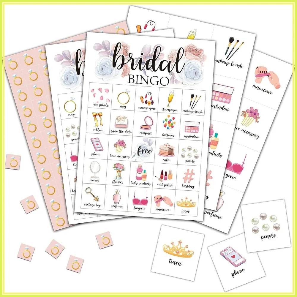 

Bridal Bingo Cards for 24 Players, Wedding Shower Game, Bachelorette Party Activities