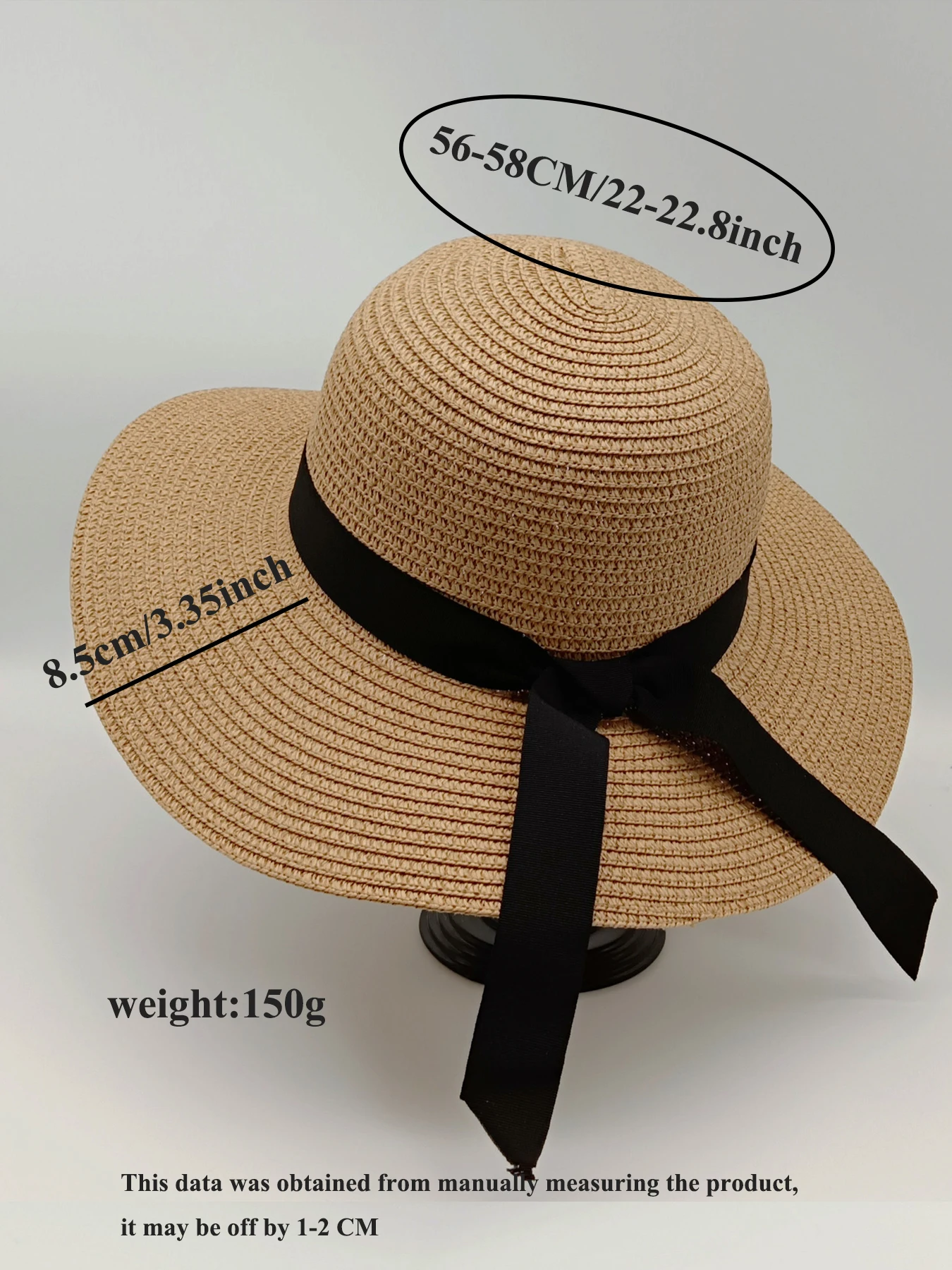 Women\'s Summer Bowknot Ribbon Straw Hat Wide Brim Sunscreen UV Protect Panama Bonnet Adjustable Foldable Beach Sun Visors Girl