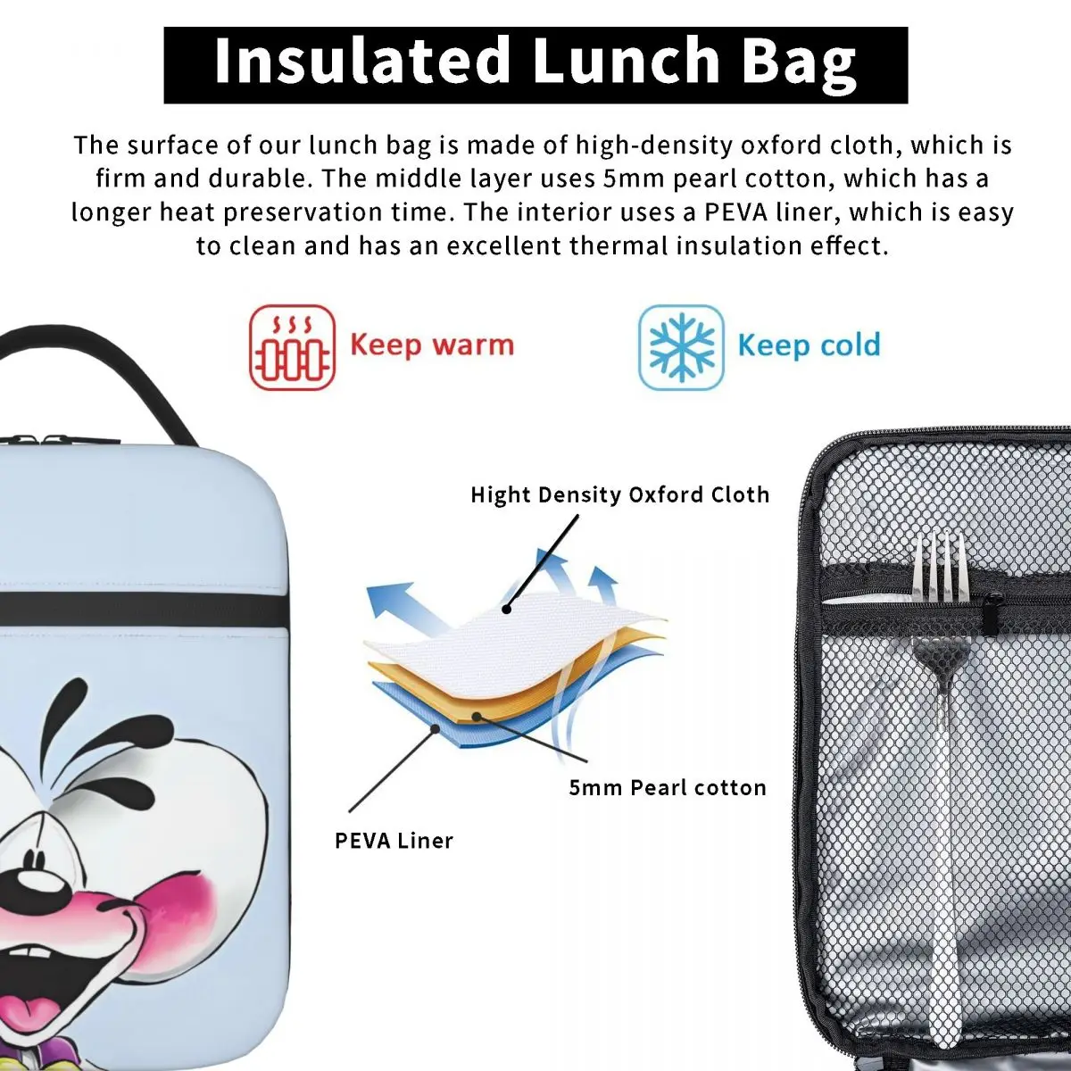 กระเป๋าใส่อาหารกลางวัน Hi Diddl กระเป๋าใส่อาหารกลางวันแบบสนุกสนานสำหรับทุกเพศทุกวัย กระเป๋าเก็บความเย็นแบบพกพาสำหรับการเดินทาง กระเป๋าเก็บความเย็นแบบมีฉนวน กระเป๋าใส่อาหารลายกราฟิกแบบอ็อกซ์ฟอร์ด