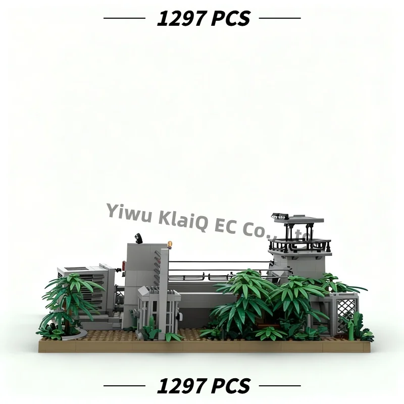 MOC Jungle Dinosaur Containment Enclosure Building Blocks Set 1297Pcs, Prehistoric Predator Cage Bricks Adults