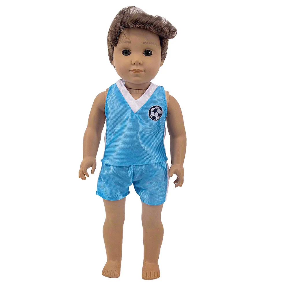 Blue Sportswear Doll Clothes Basketball Gym Shoes For 18inch American Doll 43Cm Reborn Baby items & Logan Boy Dolls Accessories